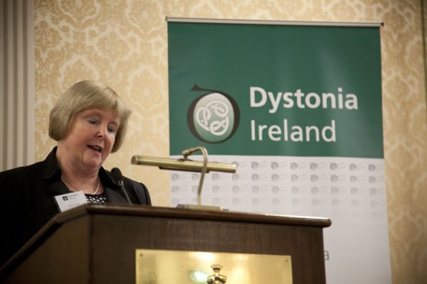 Maria Hickey Chairperson, Dystonia Ireland, speaking at the Dystonia Conference: Meet the Experts - An Information Meeting at the Shelbourne Hotel, Dublin, Saturday, 11 June 2016