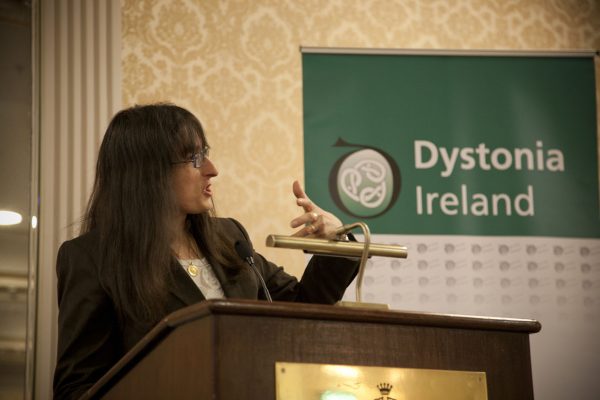Professor Elena Moro, Grenoble, speaking about Deep brain stimulation in dystonia at the Dystonia Conference: Meet the Experts - An Information Meeting at the Shelbourne Hotel, Dublin, Saturday, 11 June 2016